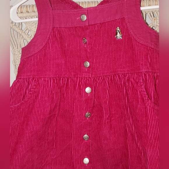 Vintage 90s Hush Puppies Corduroy Toddler Dress in Fushia Pink 4T - Picture 2 of 4